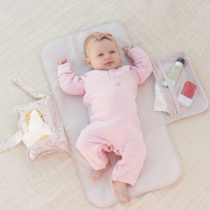 Tiny Twinkle Portable Diaper Changing Pad (Bows)