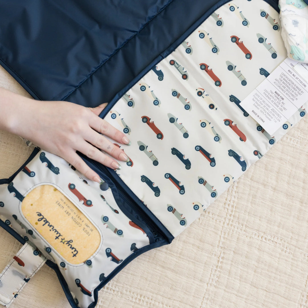 Tiny Twinkle Portable Diaper Changing Pad (Vintage Cars)