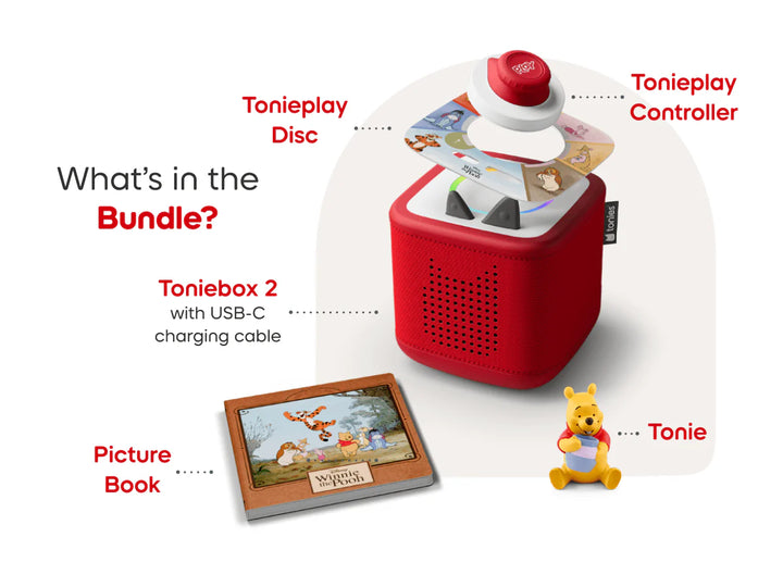 Tonies Toniebox 2 Play Set: Winnie the Pooh (Sunset Red)
