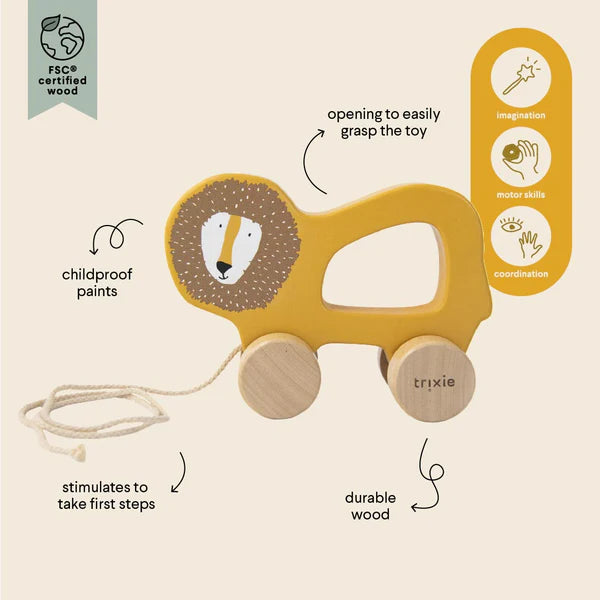 Trixie Wooden Pull Along Toy (Mr Lion)