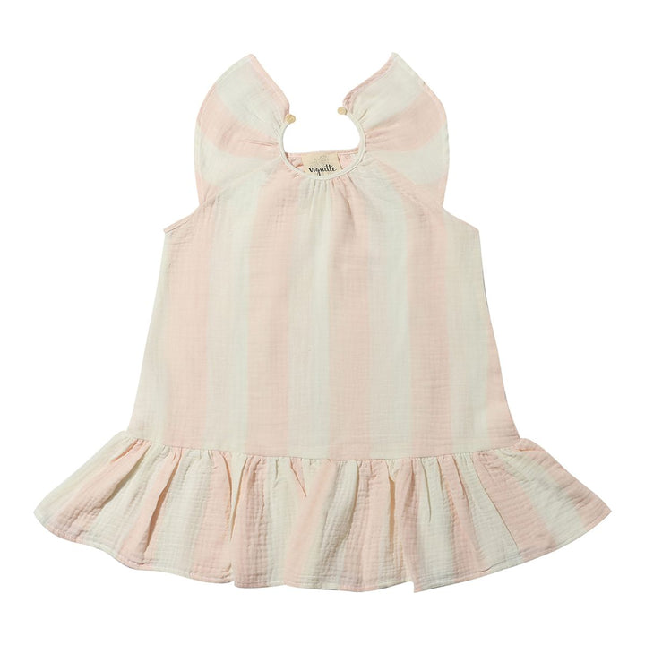 Vignette Bennie Dress (Pink Stripe Guaze)