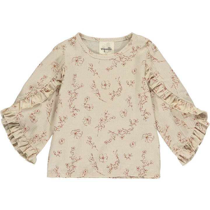 Vignette Lola Blouse (Oatmeal Floral Print)