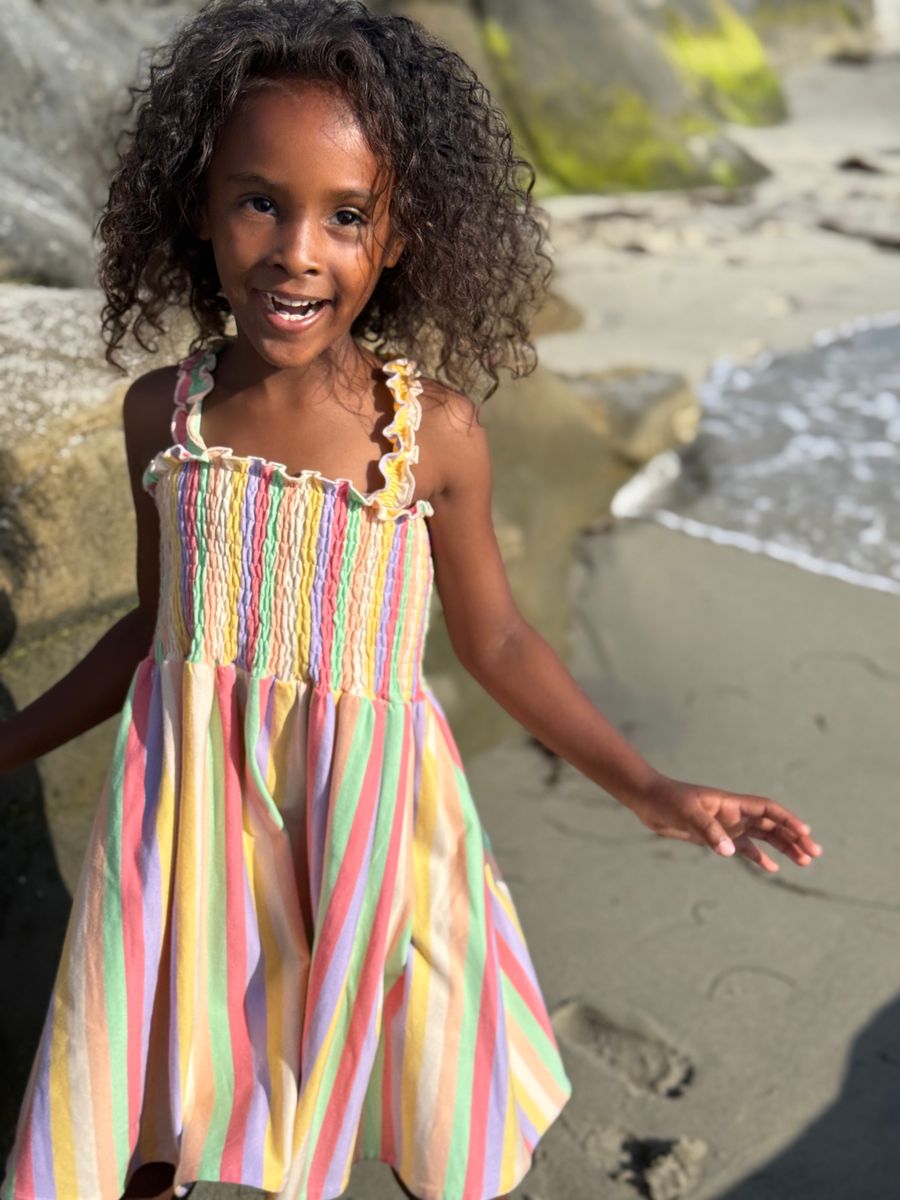 Vignette Savannah Dress (Pink Yellow Multi-Stripe)