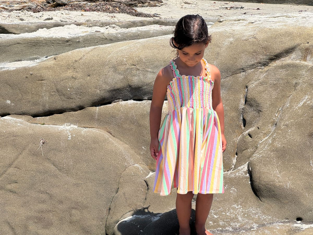 Vignette Savannah Dress (Pink Yellow Multi-Stripe)