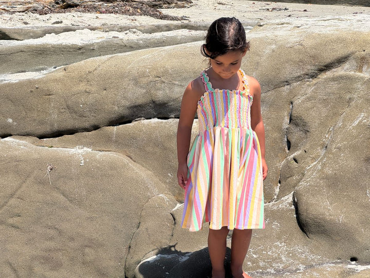 Vignette Savannah Dress (Pink Yellow Multi-Stripe)