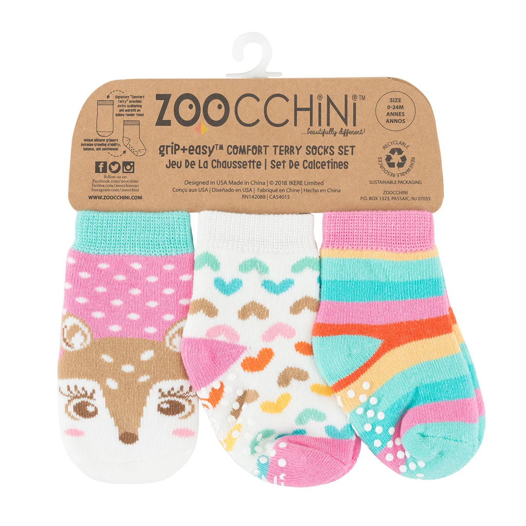 ZOOCCHINI Comfort Terry Socks 3-pk (Fiona the Fawn)