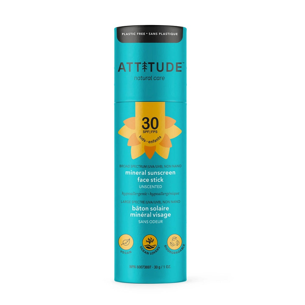 Attitude SPF30 Kids Face Stick Fragrance Free (30g)-Health-Attitude-030894-babyandme.ca