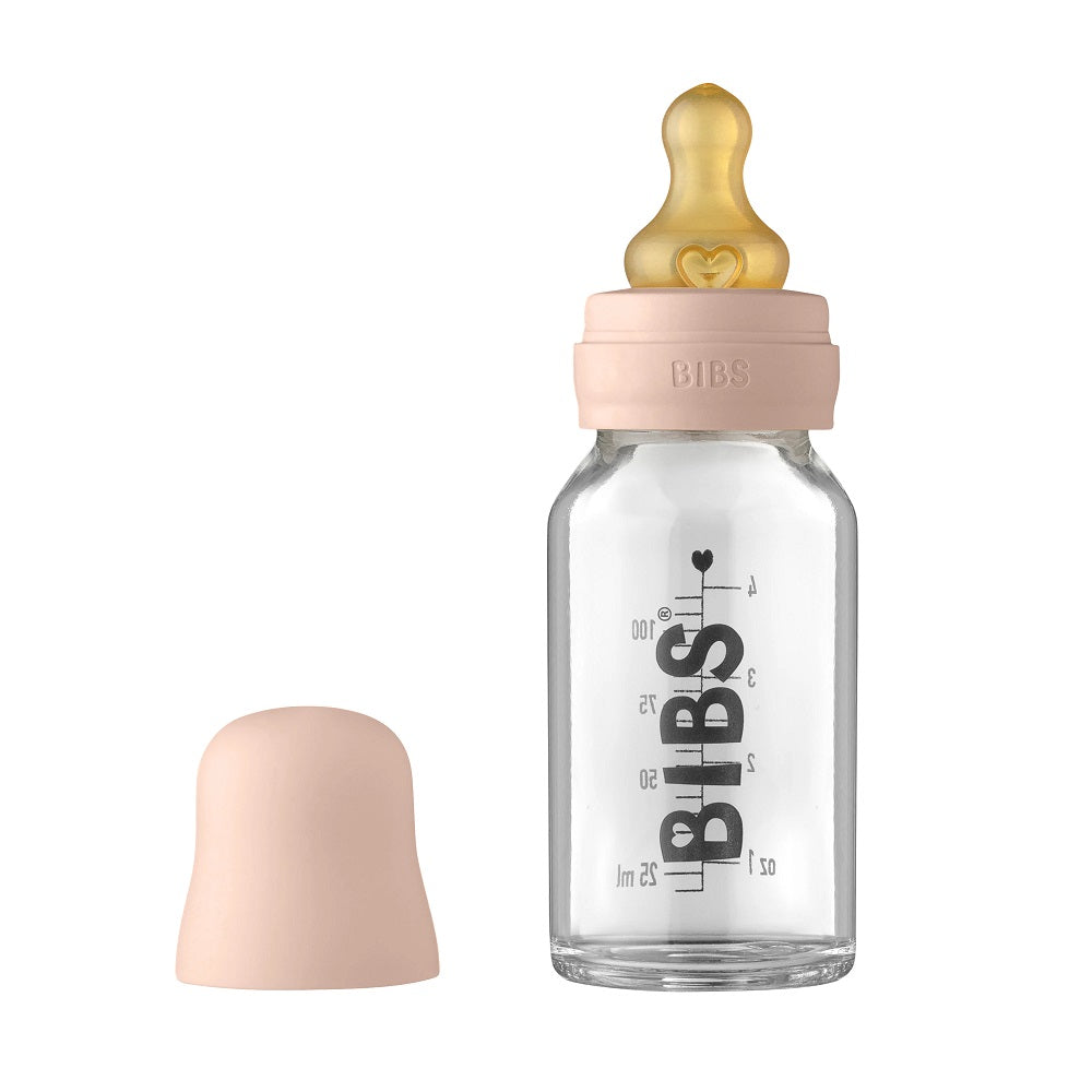 BIBS Baby Glass Bottle Complete Set Latex 110ml (Blush)-Feeding-BIBS-030986 BS-babyandme.ca