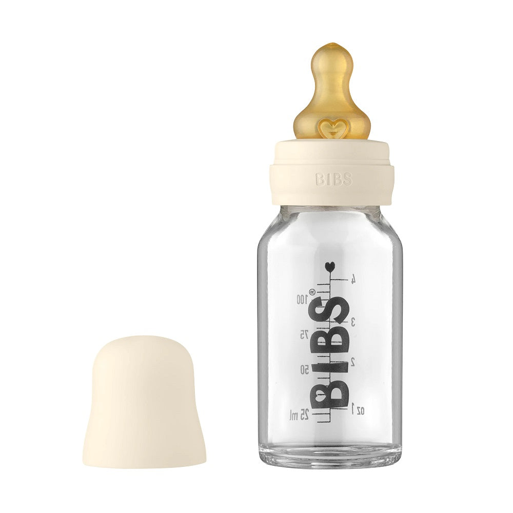 BIBS Baby Glass Bottle Complete Set Latex 110ml (Ivory)-Feeding-BIBS-030986 IV-babyandme.ca