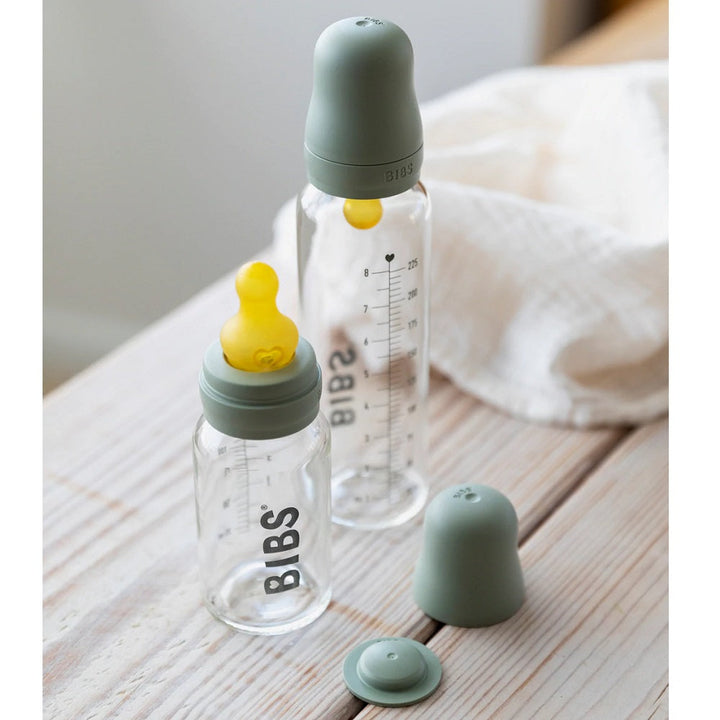 BIBS Baby Glass Bottle Complete Set Latex 225ml (Cloud)-Feeding-BIBS-030987 CL-babyandme.ca