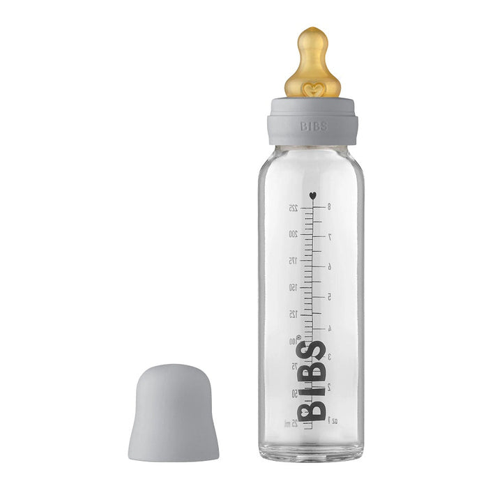 BIBS Baby Glass Bottle Complete Set Latex 225ml (Cloud)-Feeding-BIBS-030987 CL-babyandme.ca
