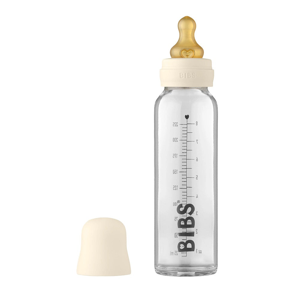 BIBS Baby Glass Bottle Complete Set Latex 225ml (Ivory)-Feeding-BIBS-030987 IV-babyandme.ca