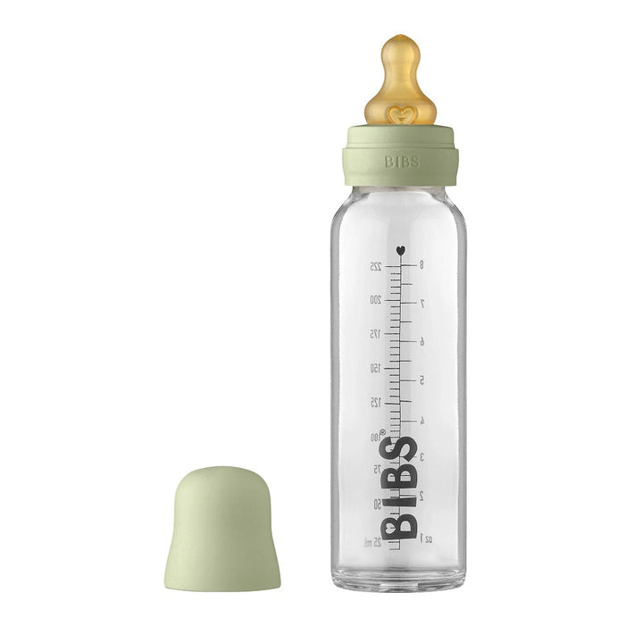 BIBS Baby Glass Bottle Complete Set Latex 225ml (Sage)-Feeding-BIBS-030987 SG-babyandme.ca