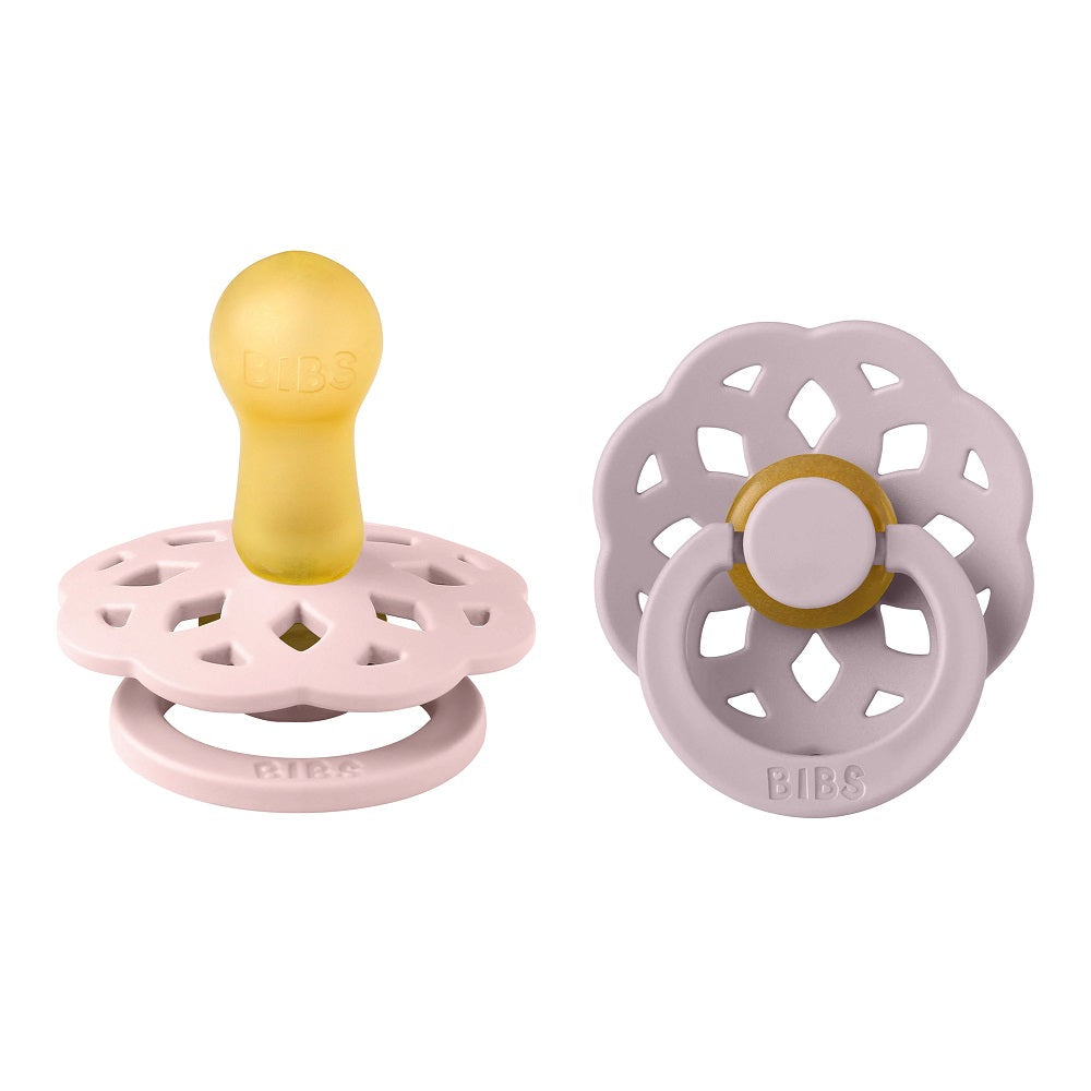 BIBS Boheme Round Latex Pacifier 2-Pack (Blossom/Dusky Lilac)-Health-BIBS--babyandme.ca