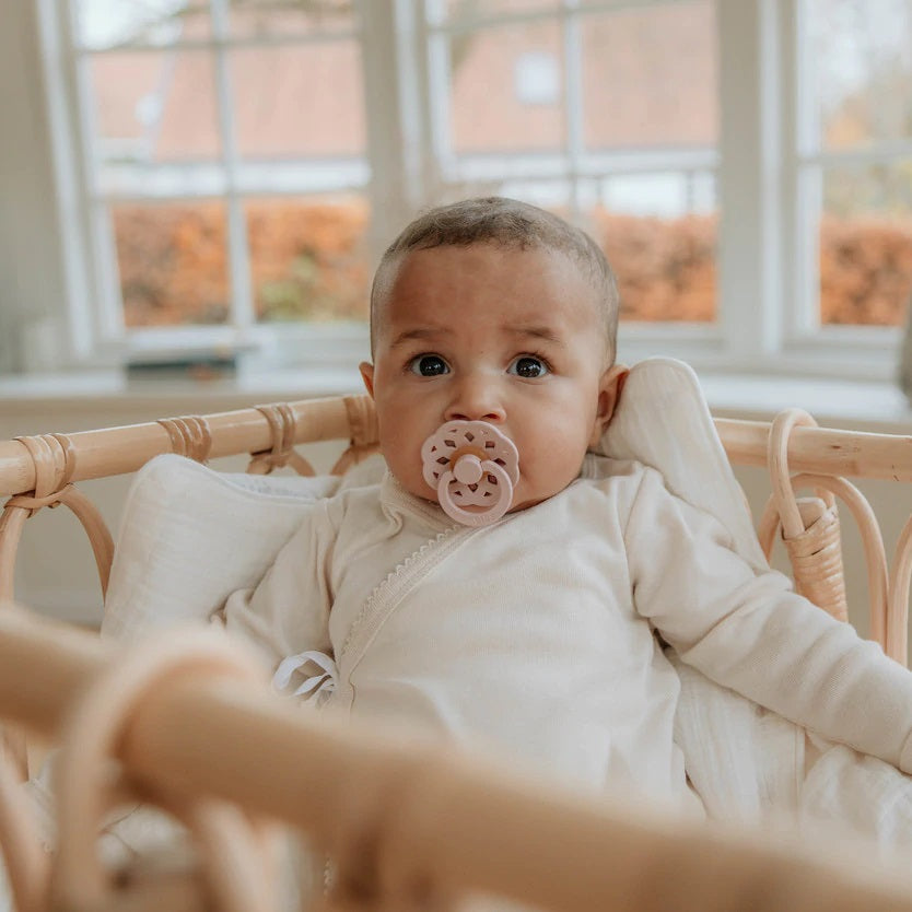 BIBS Boheme Round Latex Pacifier 2-Pack (Ivory/Blossom)-Health-BIBS--babyandme.ca