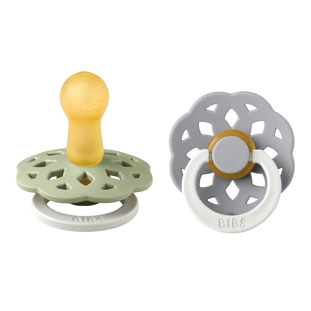 BIBS Boheme Round Latex Pacifier 2-Pack (Sage Glow/Cloud Glow)-Health-BIBS--babyandme.ca
