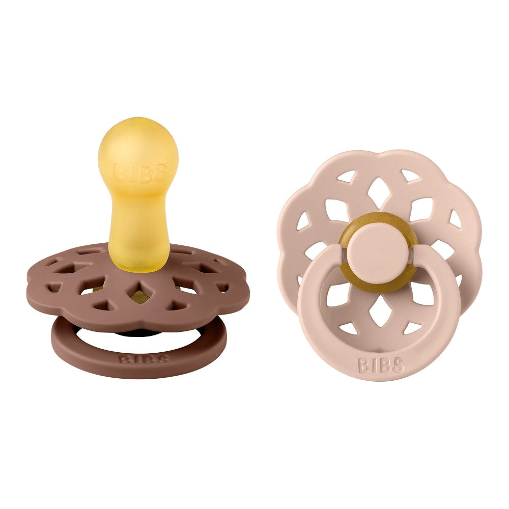 BIBS Boheme Round Latex Pacifier 2-Pack (Woodchuck/Blush)-Health-BIBS--babyandme.ca