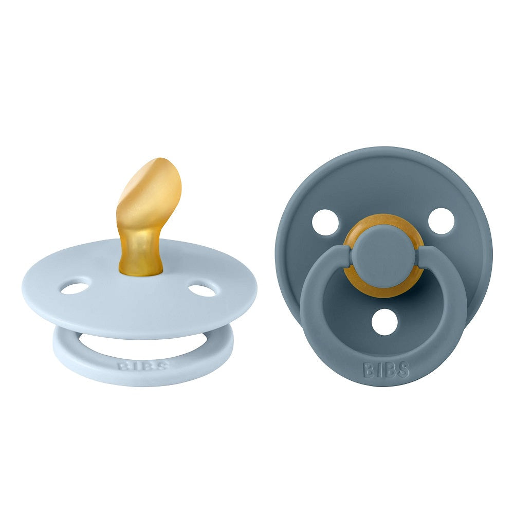 BIBS Colour Anatomical Latex Pacifier 2-Pack (Baby Blue/Petrol)-Health-BIBS--babyandme.ca