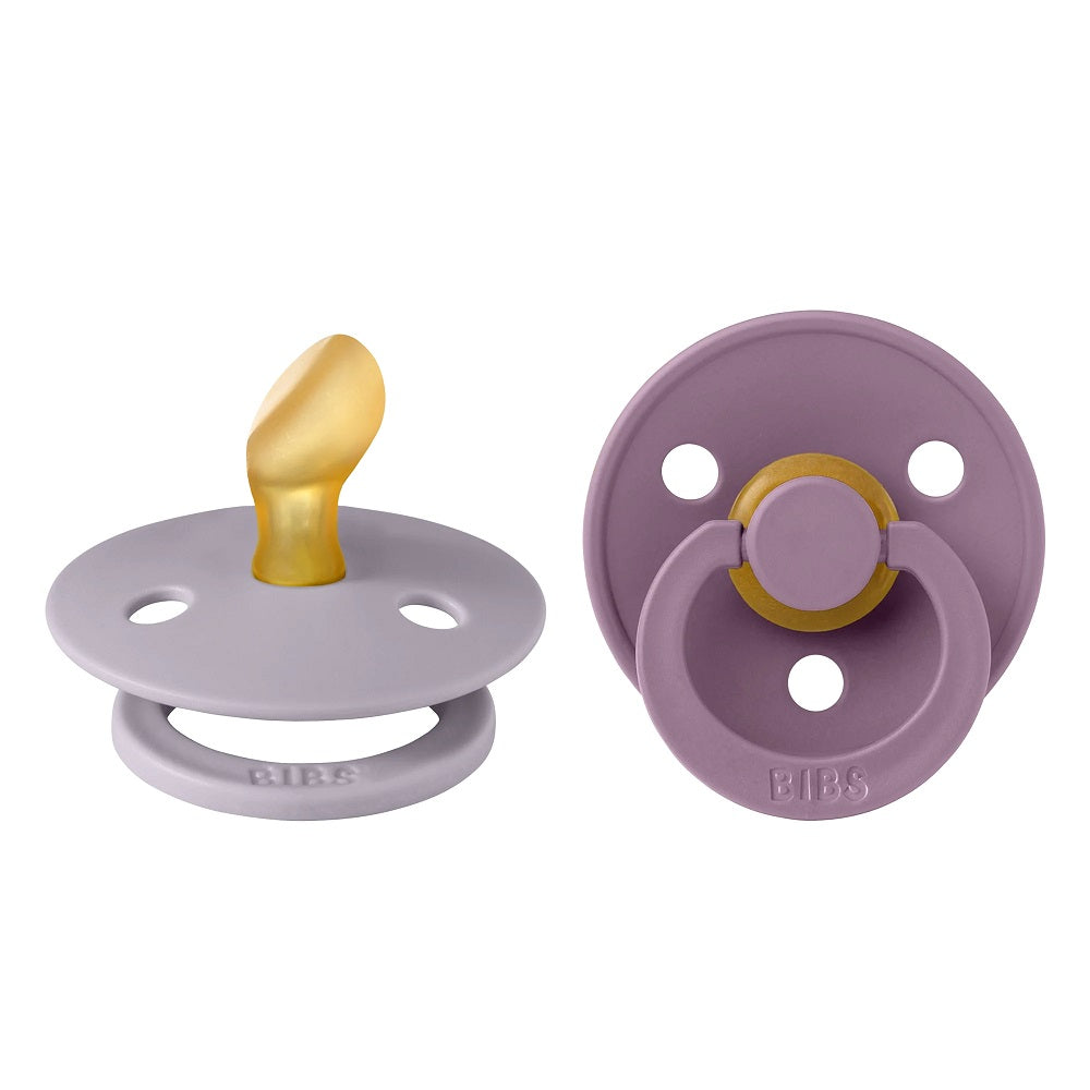 BIBS Colour Anatomical Latex Pacifier 2-Pack (Fossil Grey/Mauve)-Health-BIBS--babyandme.ca