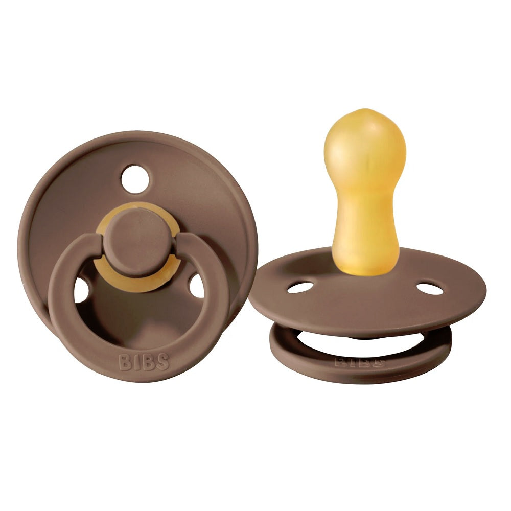 BIBS Colour Round Latex Pacifier 2-Pack (Dark Oak)-Health-BIBS--babyandme.ca