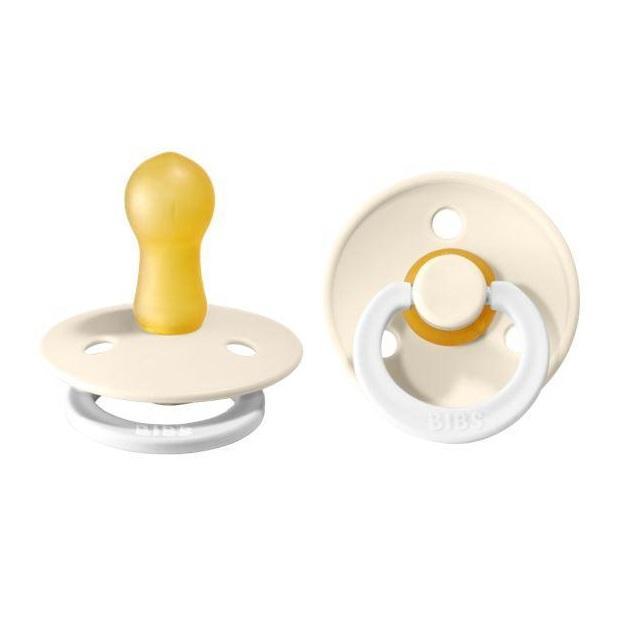 BIBS Colour Round Latex Pacifier 2-Pack (Ivory Glow)-Health-BIBS--babyandme.ca