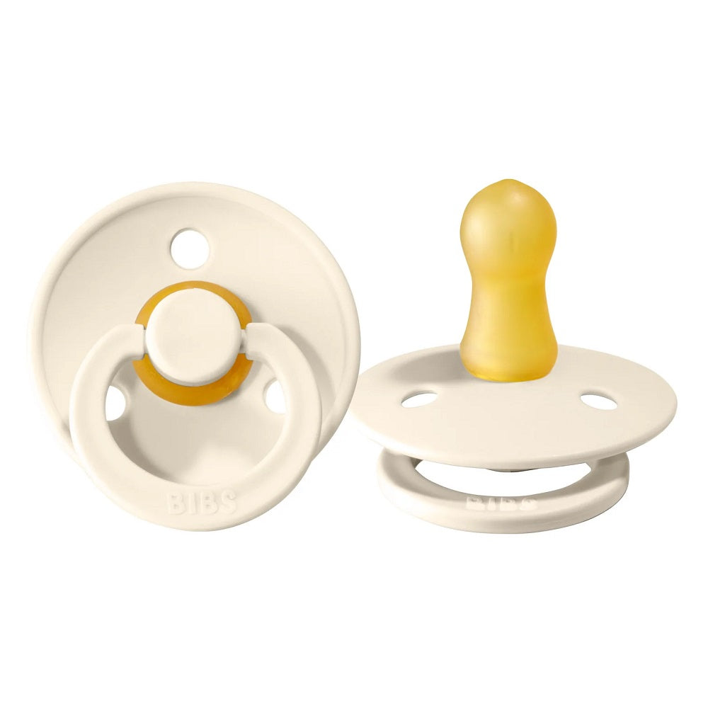 BIBS Colour Round Latex Pacifier 2-Pack (Ivory)-Health-BIBS--babyandme.ca