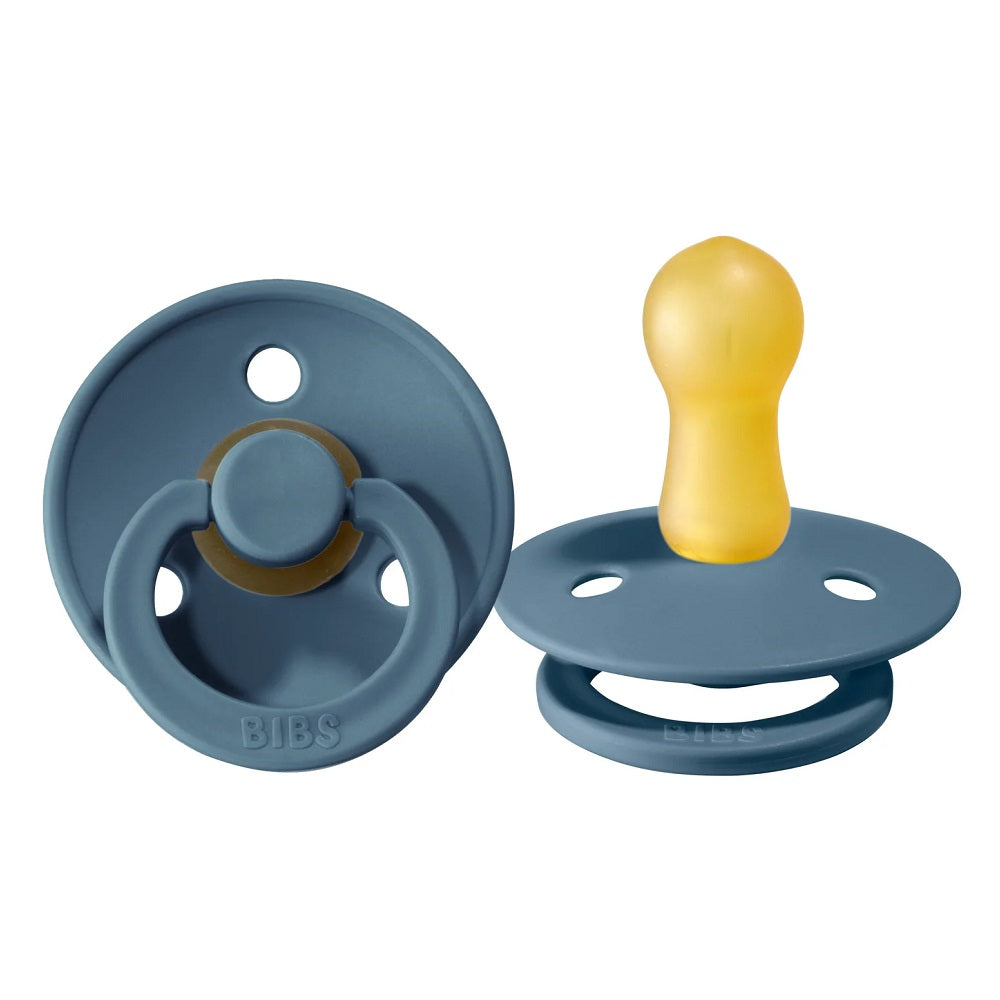 BIBS Colour Round Latex Pacifier 2-Pack (Petrol Blue)-Health-BIBS--babyandme.ca