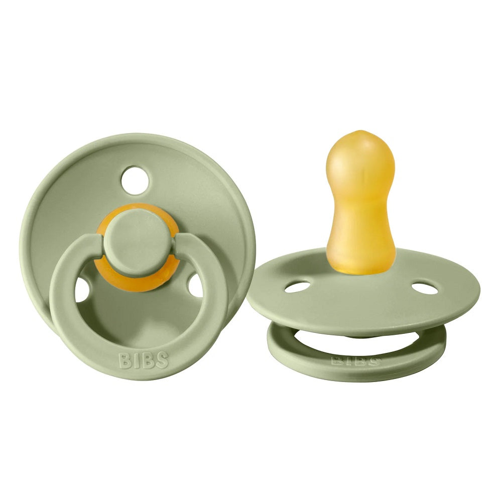 BIBS Colour Round Latex Pacifier 2-Pack (Sage)-Health-BIBS--babyandme.ca