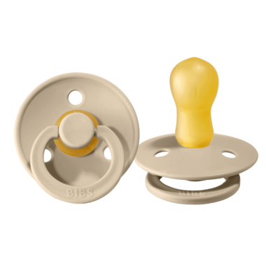 BIBS Colour Round Latex Pacifier 2-Pack (Sand)-Health-BIBS--babyandme.ca