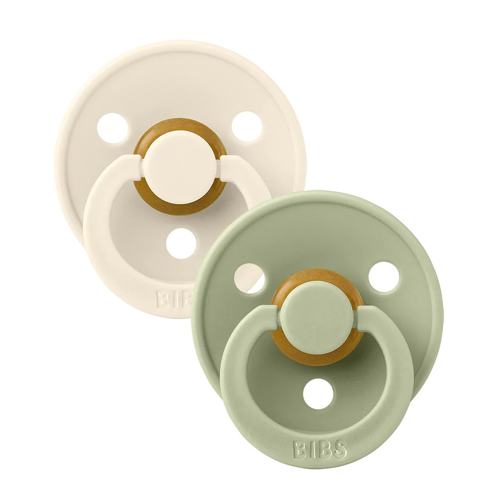 BIBS Colour Symmetrical Latex Pacifier 2-Pack (Ivory/Sage)-Health-BIBS--babyandme.ca