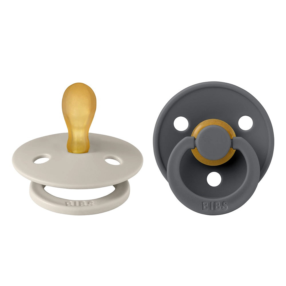 BIBS Colour Symmetrical Latex Pacifier 2-Pack (Sand/Iron)-Health-BIBS--babyandme.ca