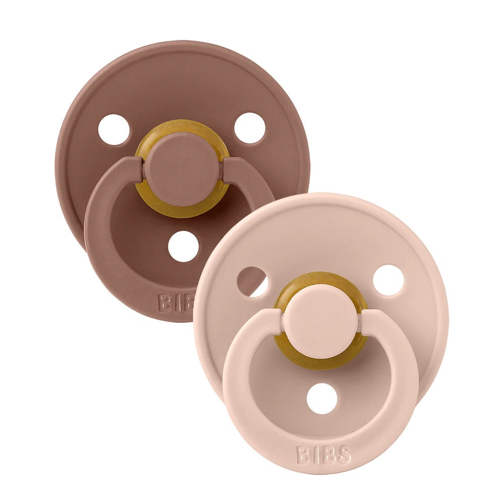 BIBS Colour Symmetrical Latex Pacifier 2-Pack (Woodchuck/Blush)-Health-BIBS--babyandme.ca
