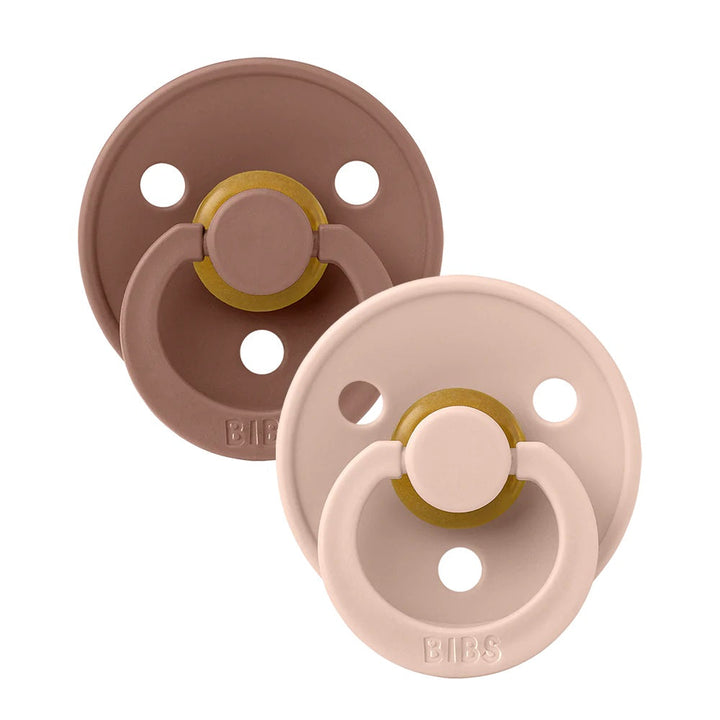 BIBS Colour Symmetrical Latex Pacifier 2-Pack (Woodchuck/Blush)-Health-BIBS--babyandme.ca