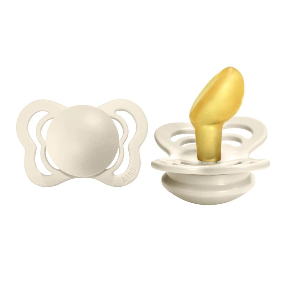 BIBS Couture Anatomical Latex Pacifier 2-Pack (Ivory)-Health-BIBS--babyandme.ca