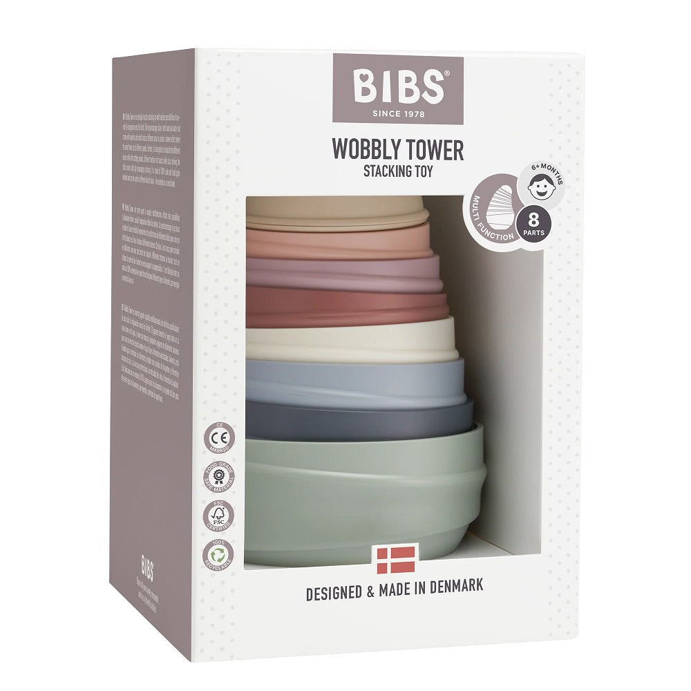 BIBS Wobbly Tower (Pastel Rainbow)-Toys & Learning-BIBS-031435 PR-babyandme.ca