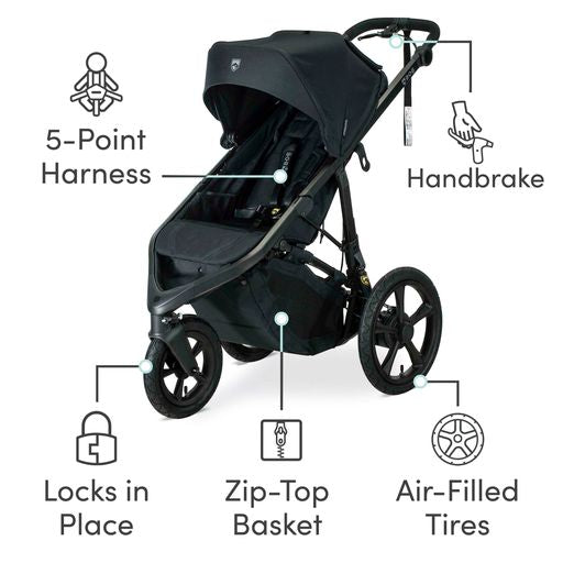 BOB Gear Wayfinder Jogging Stroller (Nightfall Black)-Gear-BOB Gear-031905 NF-babyandme.ca