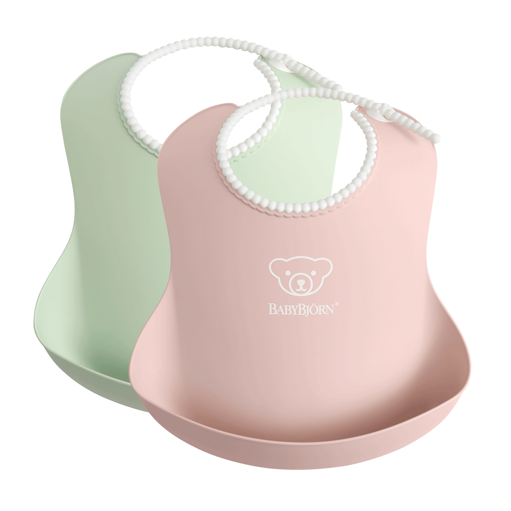 Baby Bjorn Baby Bib 2-Pack (Power Green/Powder Pink)-Feeding-Baby Bjorn-026161 GP-babyandme.ca