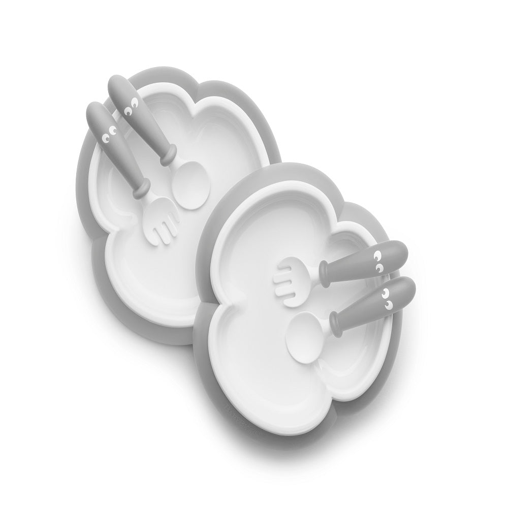 Baby Bjorn Baby Plate, Spoon & Fork 2-Sets (Grey)-Feeding-Baby Bjorn-026162 GG-babyandme.ca