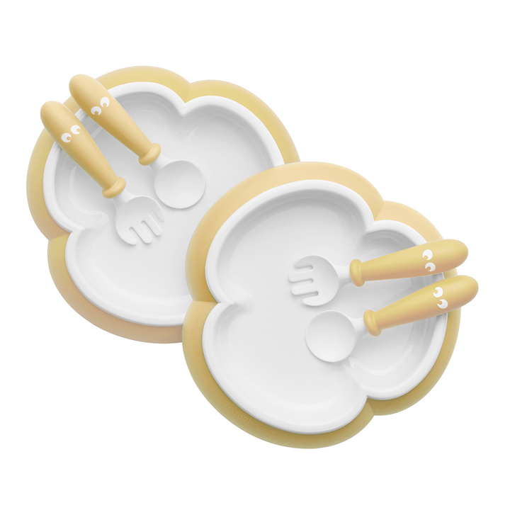 Baby Bjorn Baby Plate, Spoon & Fork 2-Sets (Powder Yellow)-Feeding-Baby Bjorn-026162 PY-babyandme.ca