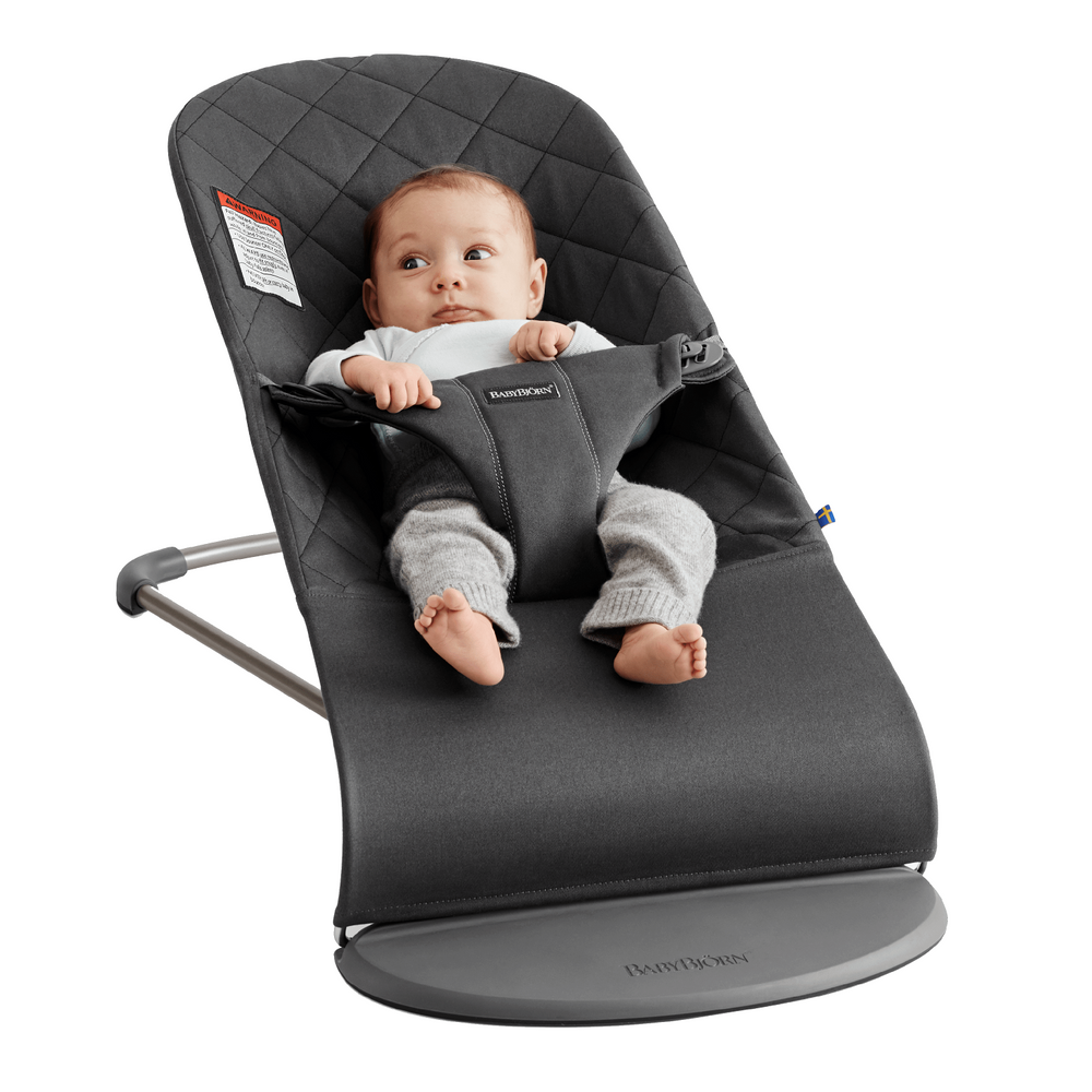 Baby Bjorn Bouncer Bliss Cotton Classic Quilt (Anthracite/Dark Grey Frame)-Gear-Baby Bjorn-023751 AN-babyandme.ca