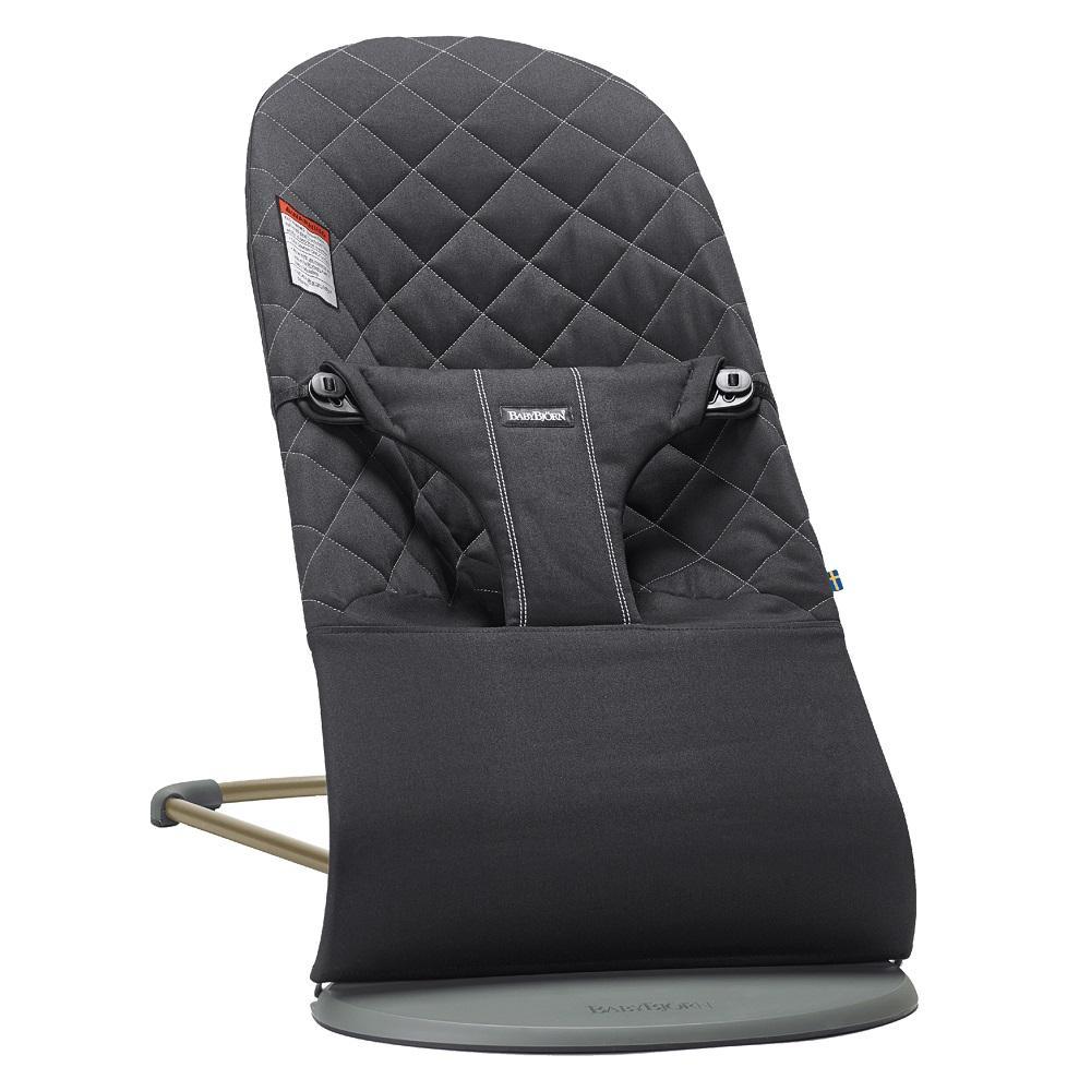 Baby Bjorn Bouncer Bliss Cotton Classic Quilt (Black/Dark Grey Frame)-Gear-Baby Bjorn-023751 BK-babyandme.ca