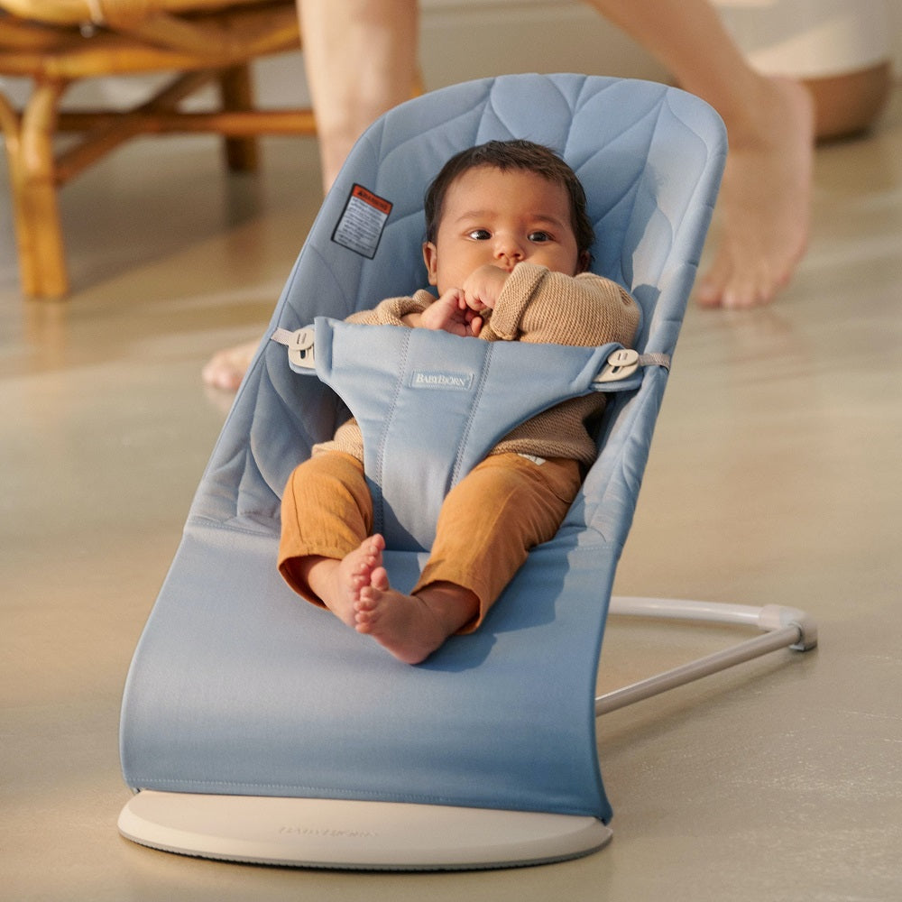 Baby Bjorn Bouncer Bliss Cotton Petal Quilt (Blue/Light Grey Frame)-Gear-Baby Bjorn-031648 BL/LG-babyandme.ca