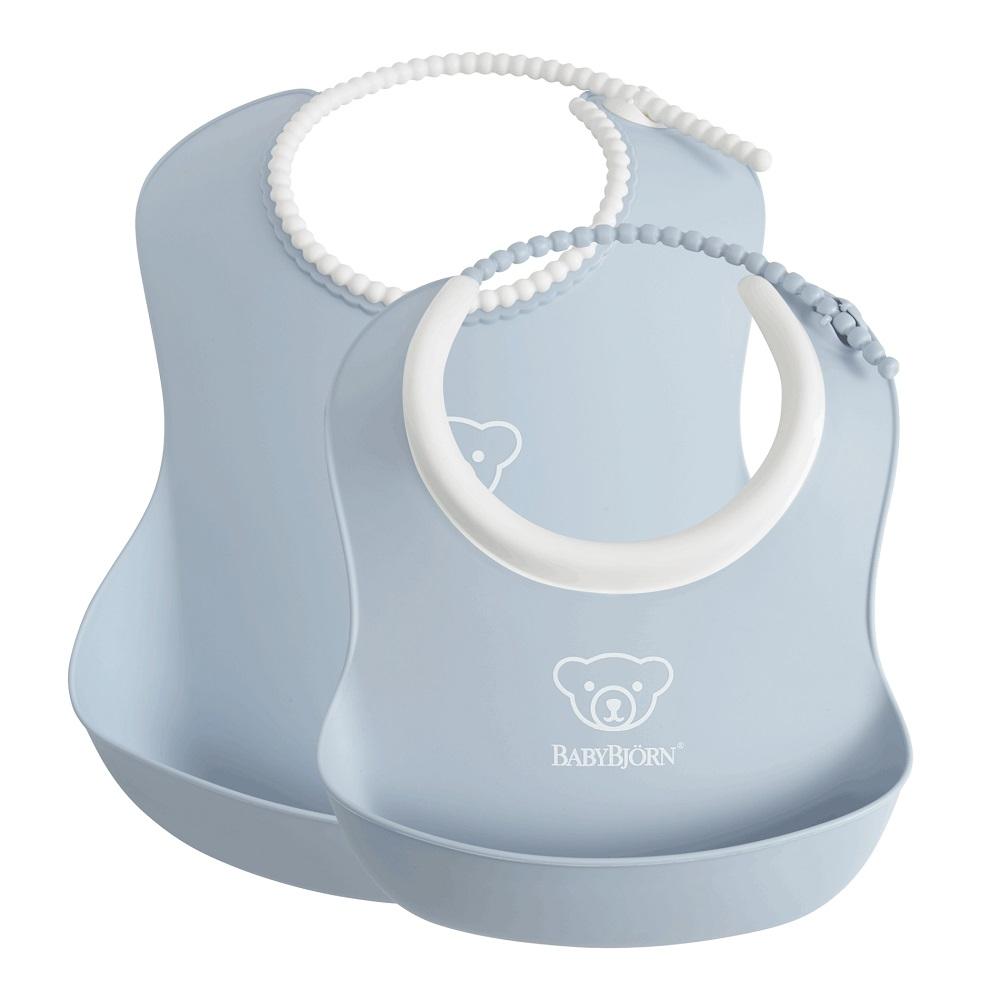 Baby Bjorn Feeding Bib Set 2-Pack (Powder Blue)-Feeding-Baby Bjorn-028628 PBl-babyandme.ca