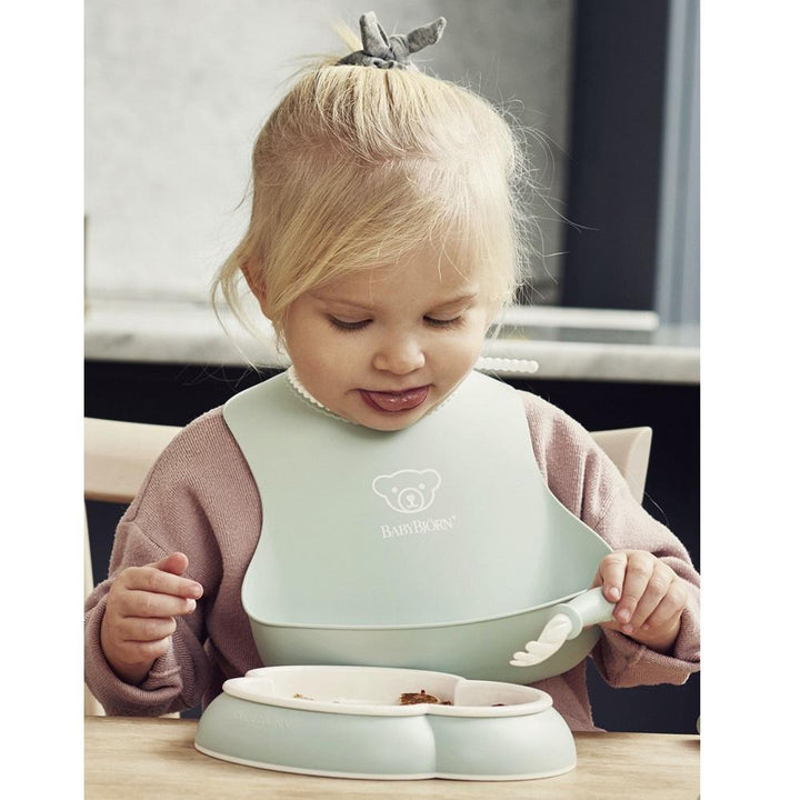 Baby Bjorn Feeding Bib Set 2-Pack (Powder Green)-Feeding-Baby Bjorn-028628 PGn-babyandme.ca