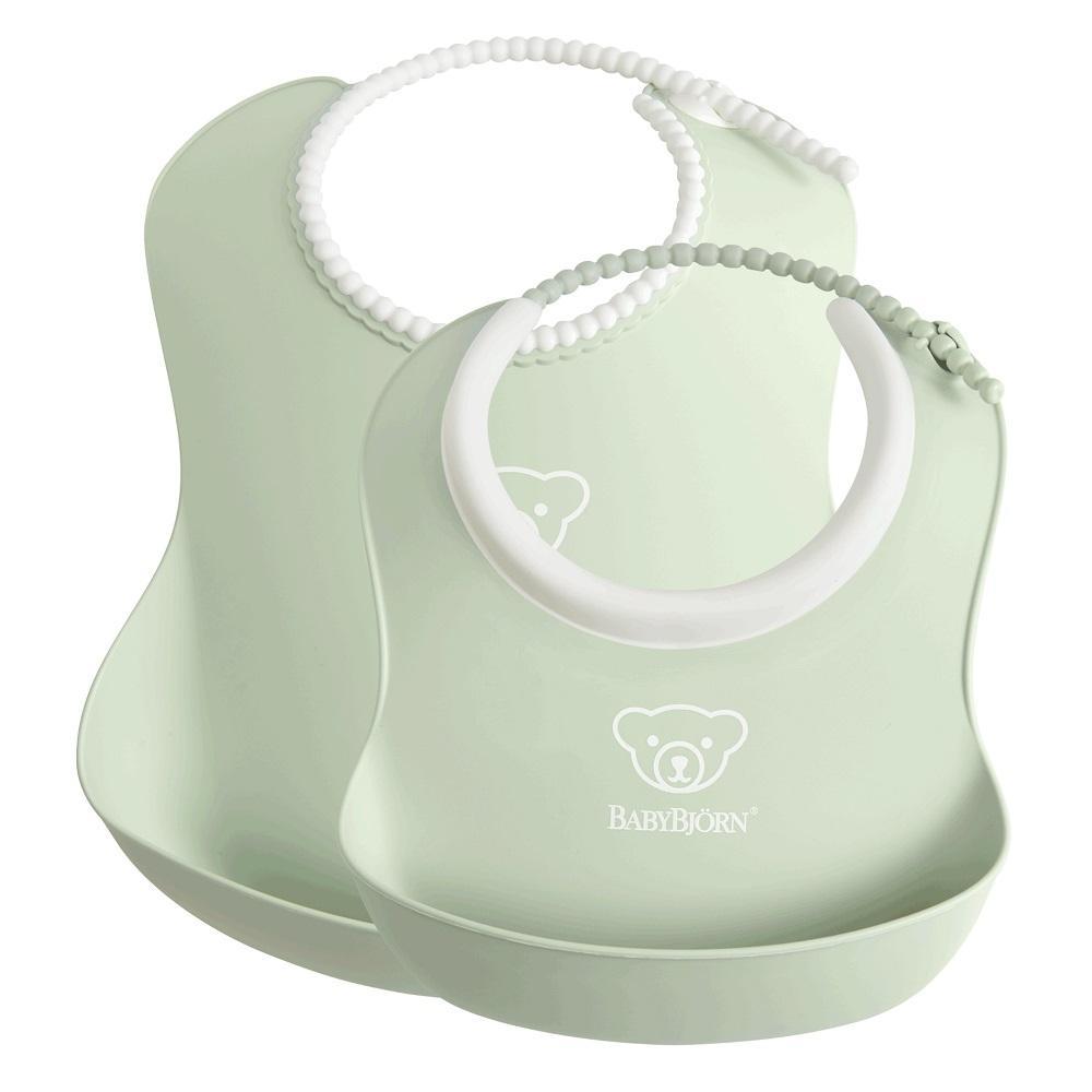 Baby Bjorn Feeding Bib Set 2-Pack (Powder Green)-Feeding-Baby Bjorn-028628 PGn-babyandme.ca