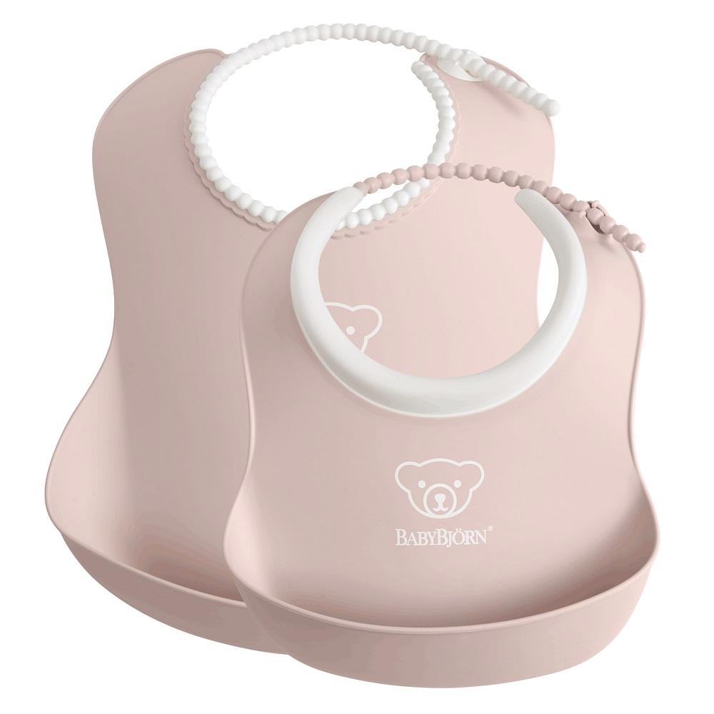 Baby Bjorn Feeding Bib Set 2-Pack (Powder Pink)-Feeding-Baby Bjorn-028628 PPk-babyandme.ca