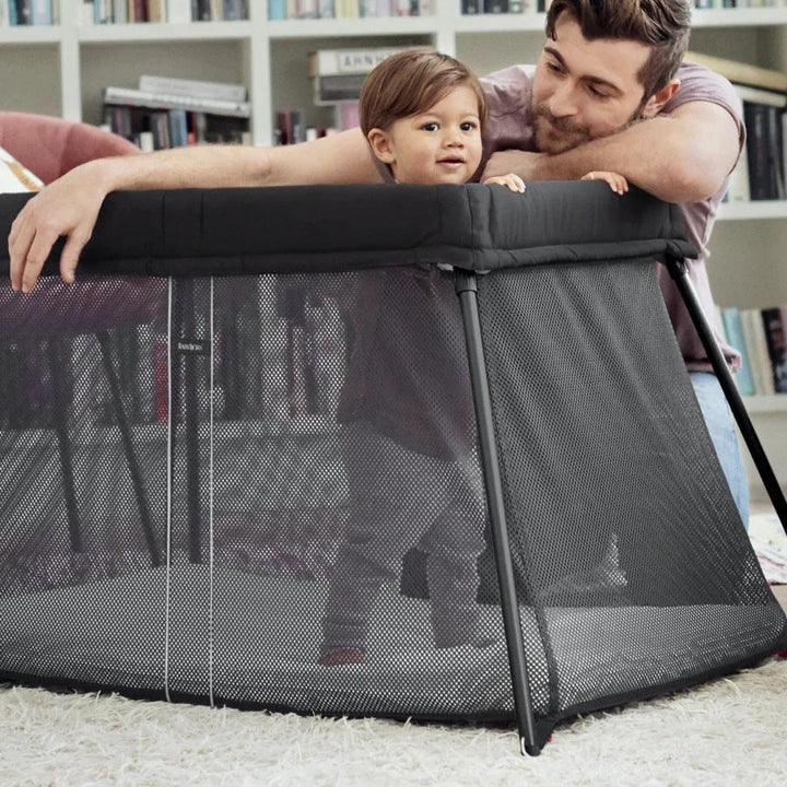 Baby Bjorn Play Yard Light Bundle with Fitted Sheet (Black Mesh)-Gear-Baby Bjorn-030115 BK-babyandme.ca