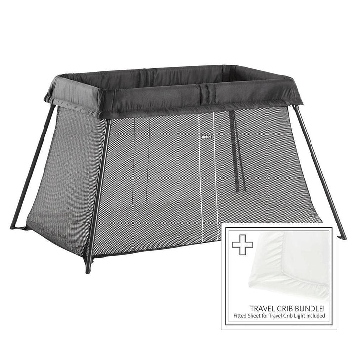 Baby Bjorn Play Yard Light Bundle with Fitted Sheet (Black Mesh)-Gear-Baby Bjorn-030115 BK-babyandme.ca