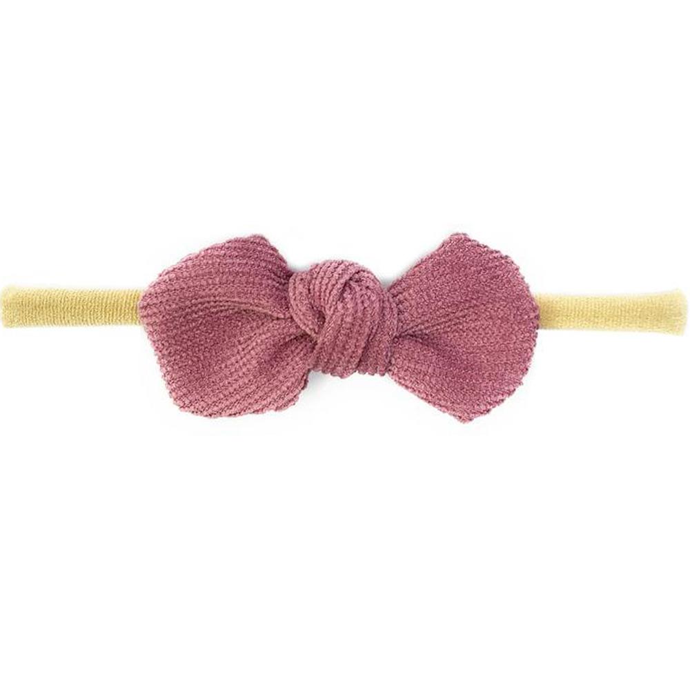 Baby Wisp Cordelia Corduroy Knot Bow Headband (Burgundy)-Apparel-Baby Wisp-028388 BU-babyandme.ca