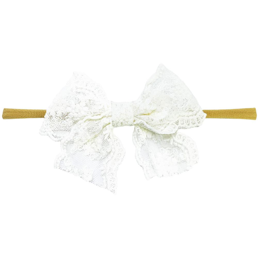 Baby Wisp Lace Headband (White)-Apparel-Baby Wisp-030146 WH-babyandme.ca